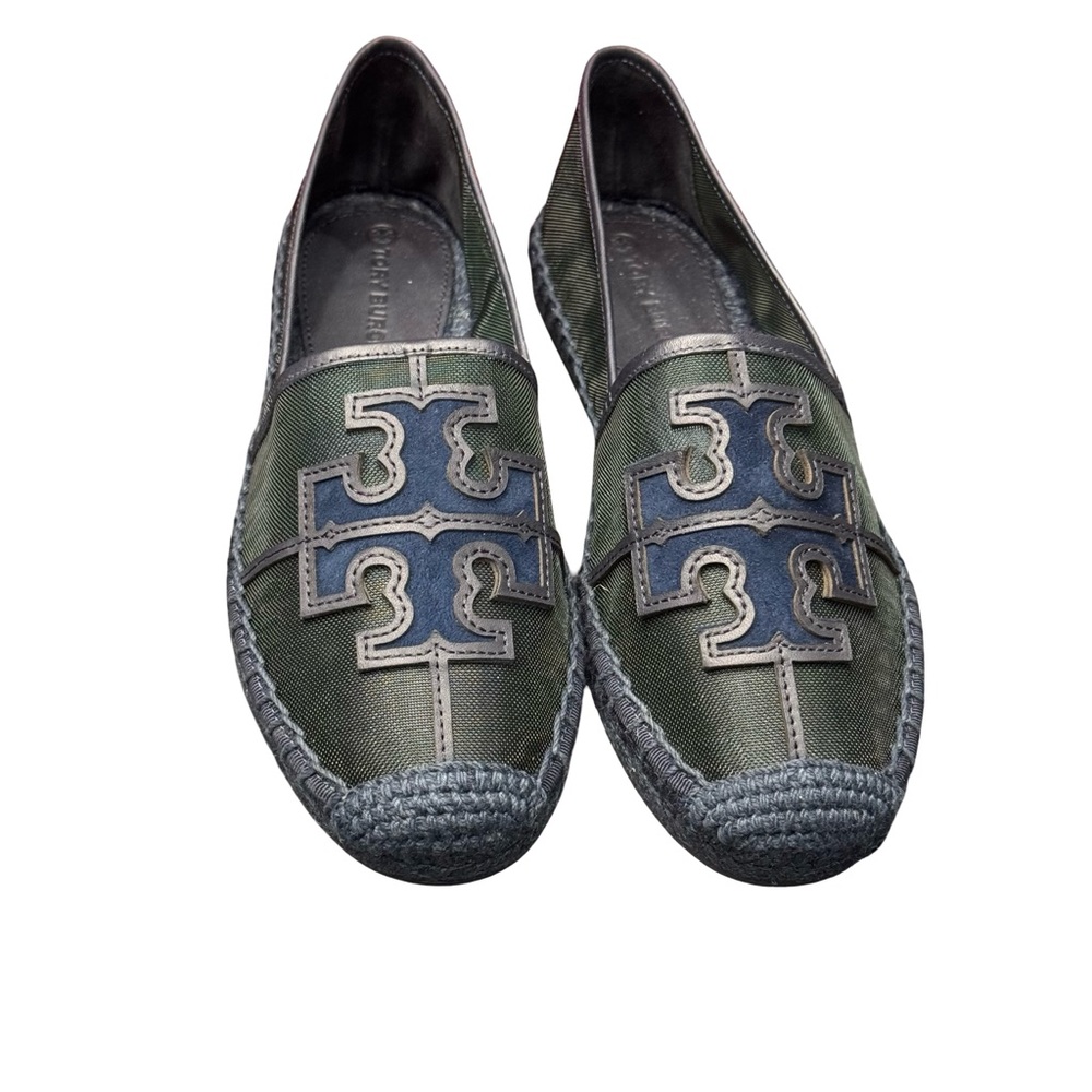 Tory Burch Ines Espadrille Loafers Womens Size 6 Navy Malachite Slip On Flats - Picture 4 of 8